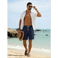 thumbnail image 5 of GIRUNS Men's Linen Shorts Casual Summer Beach Drawstring Elastic Waist Shorts with Pocket Navy Blue XL, 5 of 7