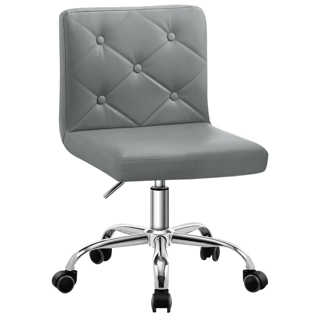 Silla VECELO de cuero PU, respaldo medio, sin brazos, regulable, gris