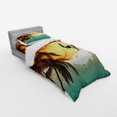 thumbnail image 3 of Ambesonne Grunge Bedding Set 4 Pcs, Surfer Sea Palms Sunset, Queen, Orange Turquoise Black, 3 of 3