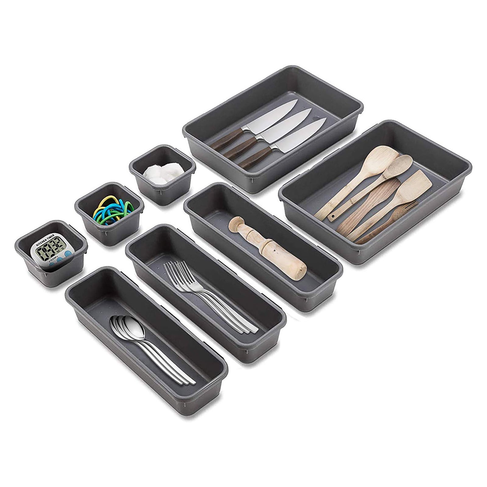 Toma Junk Desk Drawer Organizer Tray Dividers 8 Shallow Drawer