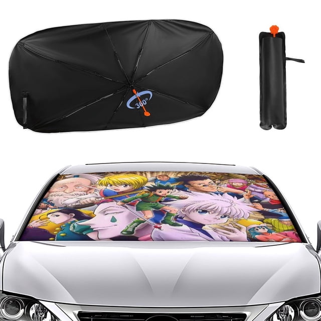 Hunter × Hunter Sombrilla Solar para Auto - Protector de Parabrisas Plegable | Cortina Solar Delantero | Bloqueo UV y Aislamiento de Calor 133x73cm