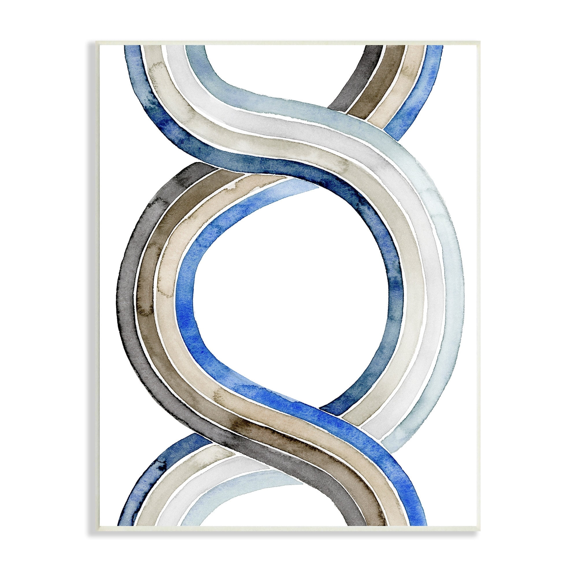 Stupell Industries Abstract Line Braid Blue Brown Pattern Watercolor Painting, 13 x 19,Design by Grace Popp