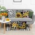 thumbnail image 6 of Sunflower Pillow Covers, Sunflower Decor Gnomes Pillow Covers 18x18 Set of 4, Sunflower Decorative Black Buffalo Plaid Gnomes Throw Pillow Covers for Couch Sofa Living Room Indoor Outdoor, 6 of 6