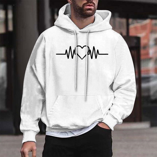 Sudadera con capucha para hombre, estilo casual, con cuello redondo, estampado, manga larga, blusa de poliéster