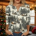 thumbnail image 2 of Fewfanhot Oversized Tshirts for Women 3/4 V Neck Sleeve Christmas Shirts Merry Christmas Shirts Plaid Leopard Tree Graphic Tee Tops, 2 of 5