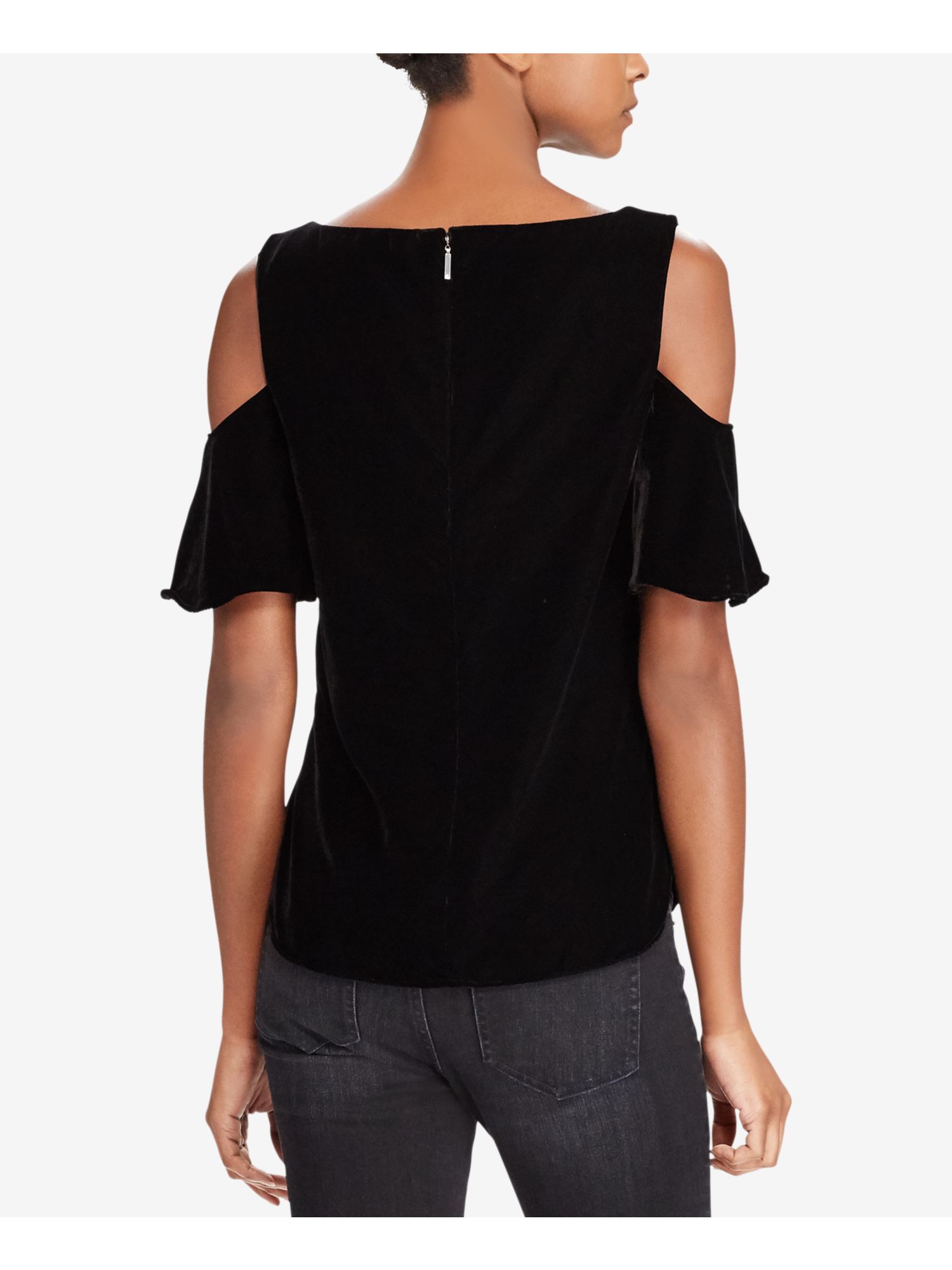 black velvet cold shoulder top