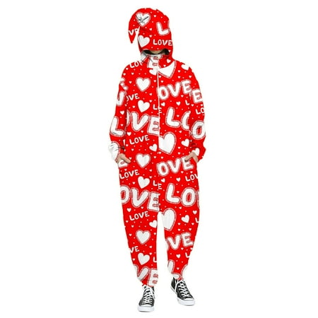

KI-8jcuD Men s and Women s Valentine s Day Love Print Hooded Pullover Zipper Pajamas Party Couple Set Sweat for Men Jogging Suits Utility Jumpsuit Men Off The Shoulder Jumpsuits for Men Jumpsuit Plus