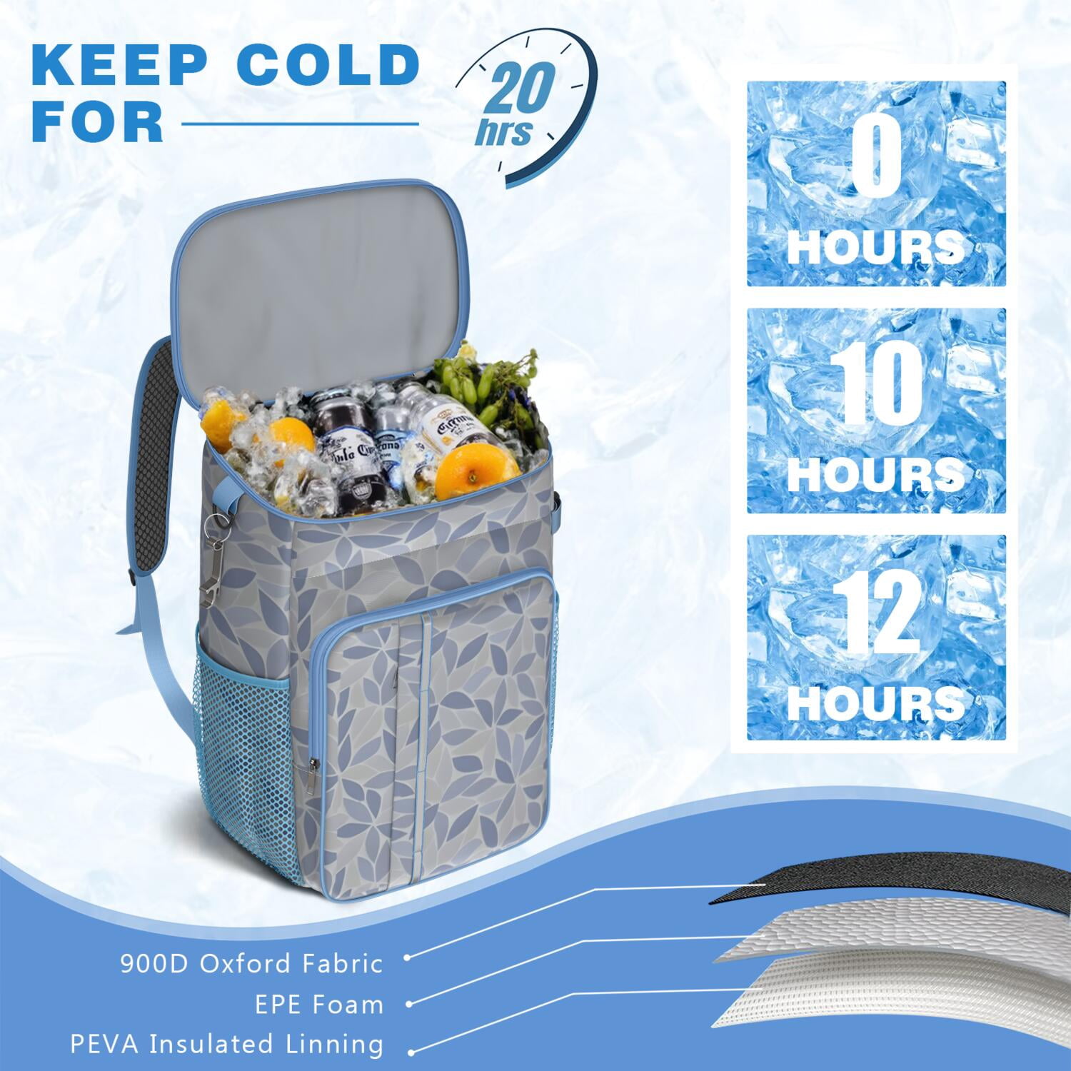Travel Cooler Bag - Boho Bohemia Flower Camping Beer Cooler Backpack with Bottle Opener- Waterproof Insulated Picnic Backpacks - Cooler Bag for Beach