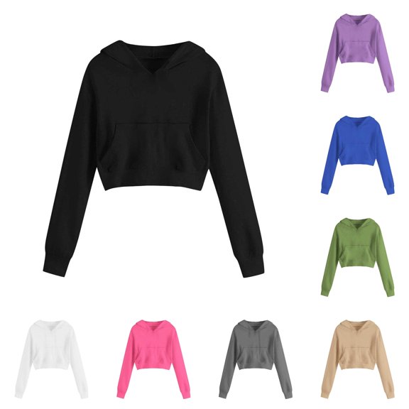 RTKFRFLM Girls Puppy Pocket Hoodie Kids Solid Color Sweatshirt Drawstring Pullover Long Sleeve Casual Cute Outfit 4-12Y