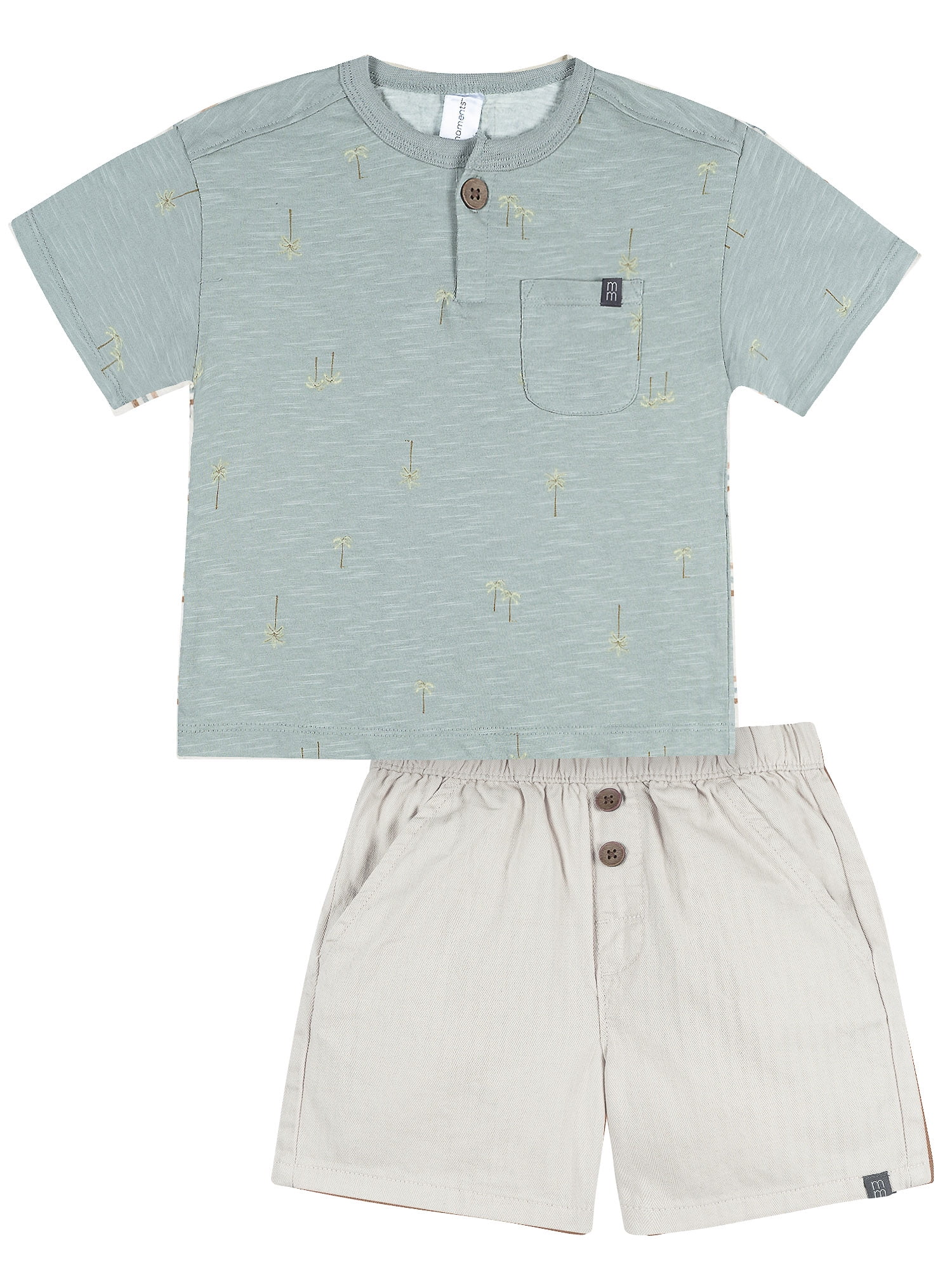 Modern Moments by Gerber Baby and Toddler Boy Henley Tee and Short Set, 2-Piece, Sizes 0/3 Months - 5T