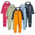 thumbnail image 1 of Traje de lluvia impermeable para niños, material de PU, poncho para senderismo al aire libre, ligero y cómodo para niños de 3 a 12 años., 1 of 5