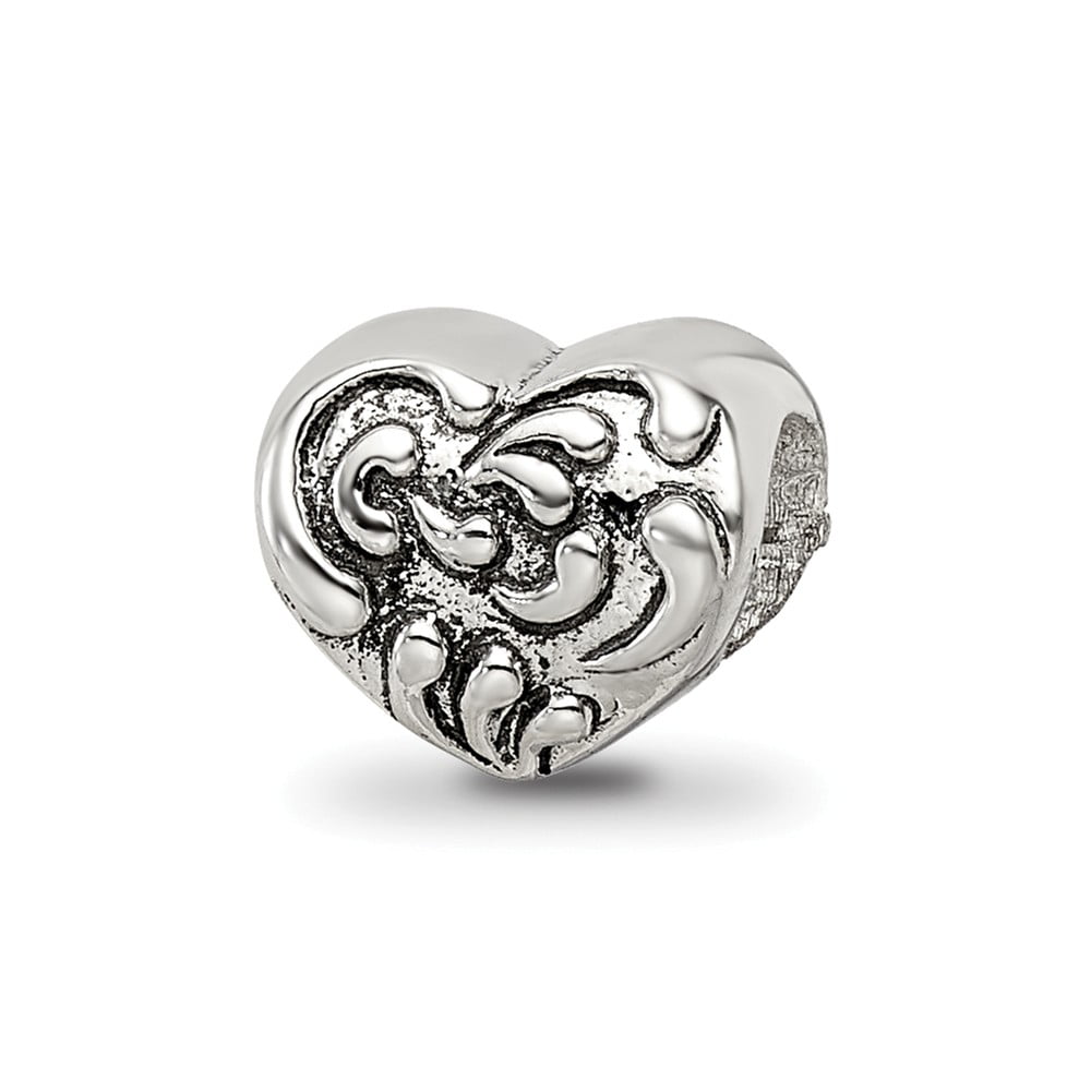 Sterling Silver Reflections Scroll Heart Bead 