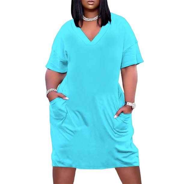Vestido holgado con bolsillos en azul ártico, ropa de festival para mujer, vestido de noche para mujer
