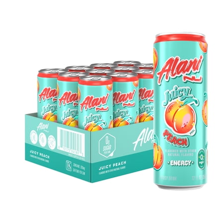 Alani Nu Juicy Peach Sugar Free Energy Drink (Pack of 12)