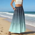 thumbnail image 6 of LWavelet Women Ombre Tiered Maxi Skirt Elastic High Waist With Pockets Casual Long Skirt Turquoise 2XL, 6 of 6