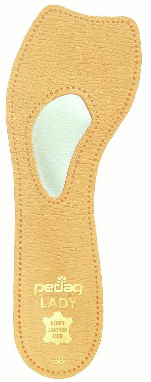 pedag? LADY Ultra Thin Leather 3/4 Insole with Metatarsal Pad Self Adhesive for All Heels, Tan, Size 11L