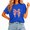 1-blue, variant on Cozymy Women Neon Ghost Pumpkin Bow Halloween T-shirt Colorful Checkerboard Tee Trendy Y2K Style Top for Party