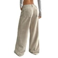 thumbnail image 3 of Deago Corduroy Pants for Women Casual Mid Waist Wide Leg Pants Loose Comfy Trousers with Pockets (Khaki, S), 3 of 9