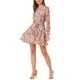 thumbnail image 4 of Vestido de manga larga con cintura elástica y dobladillo con volantes de INSPIRE CHIC para mujer, con cinturón, azul, 4 of 6