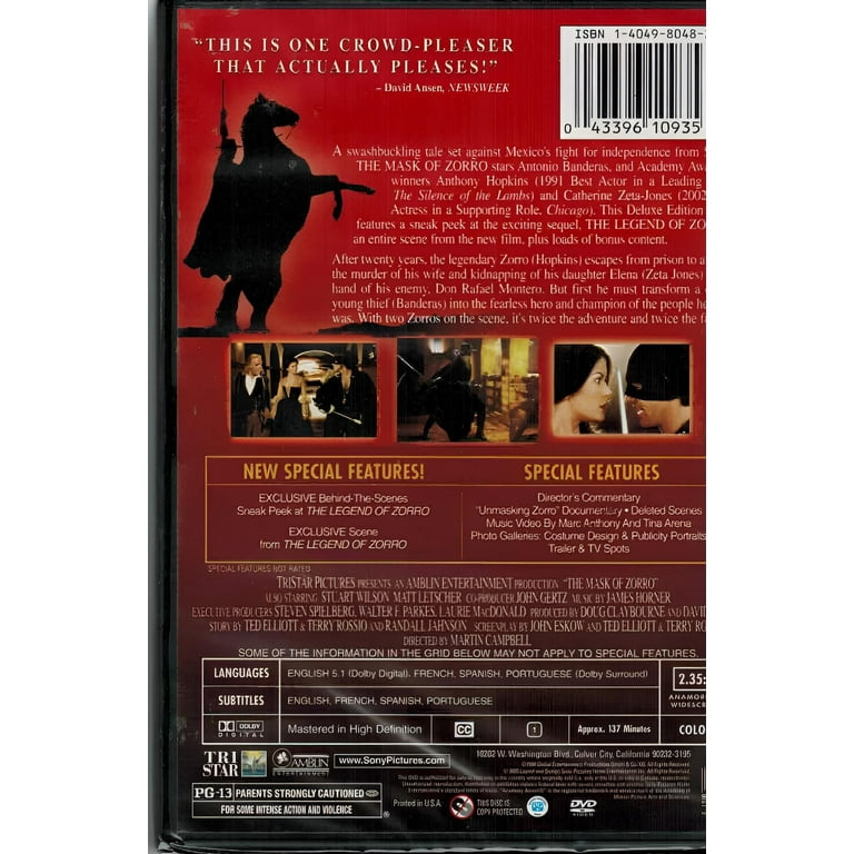 Sony Pictures - The Mask of Zorro [DIGITAL VIDEO DISC] - Walmart.com