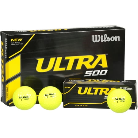 Wilson Ultra 500 Golf Balls, Yellow, 15 Pack