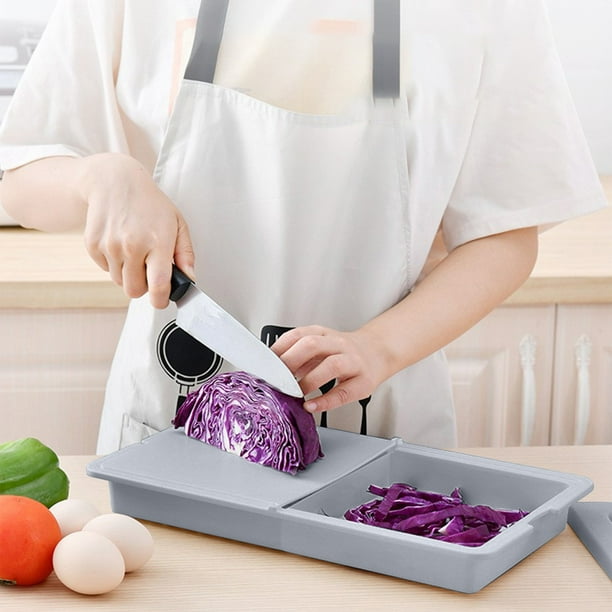 Tabla de Cortar Multifuncional 3 En 1 Que Ahorra Espacio: Tabla de Cortar, Cesta para Frutas y Verduras, Cesta para Lavar y Escurrir Verduras.