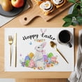thumbnail image 2 of Happy Easter Placemats Set&nbsp;of&nbsp;2 Watercolor Rabbit Colorful Easter Eggs Spring Floral Heat Insulation Washable Place Mats, Non-Slip Table Mats for Dining Table Party Kitchen Decor,13x19 Inch, 2 of 9