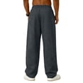 thumbnail image 4 of GrmtClth Mens Loose Fit Wide Leg Trousers Elastic Waist Drawstring Lightweight Breathable Casual Pants for Summer Vacation Dark Gray 2XL, 4 of 8