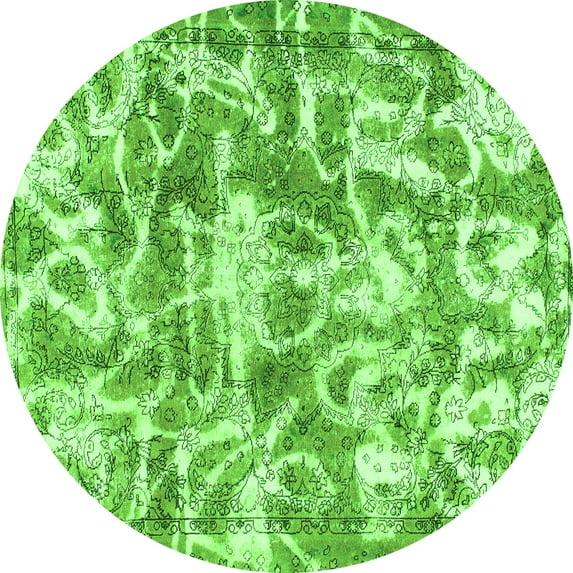 Ahgly Company Indoor Round Abstract Green Modern Area Rugs, 7' Round