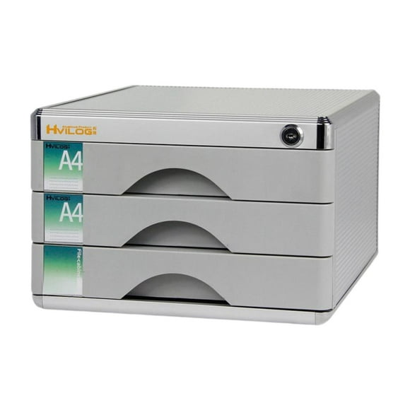 Rongfmy File Cabinet Aluminum Alloy with Lock Business Desktop Drawer Filing Cabinet With 3 Drawers