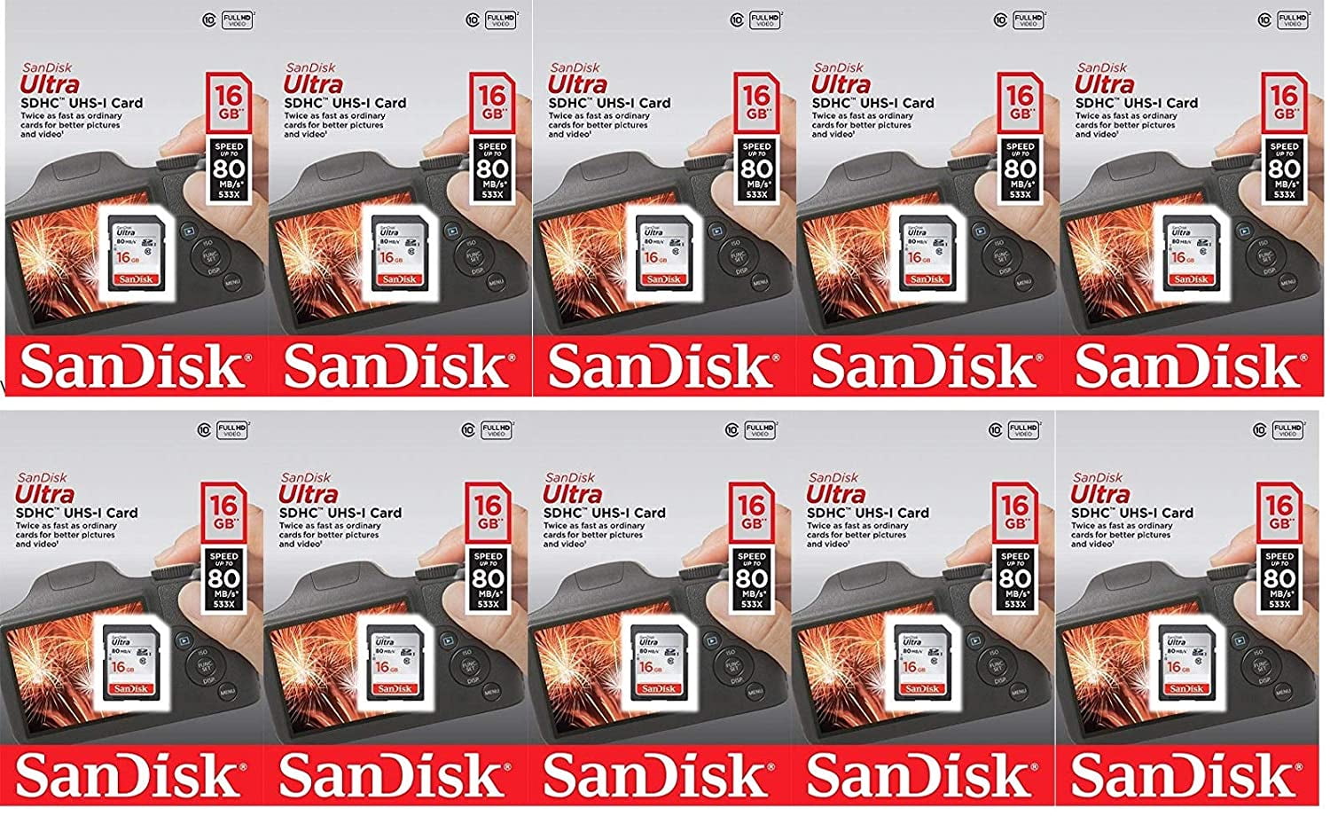 2 x Sandisk Ultra 16GB SD SDHC UHS-1 class10 48MB/S 16GB SD Karten *OVP*SPARPACK 