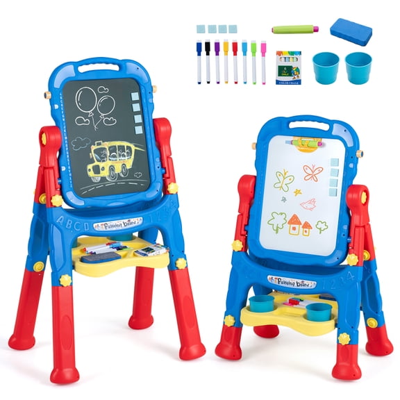Infans Art Easel for Kids Height Adjustable Magnetic Chalkboard & White Drawing Board