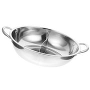 Stainless Steel Hot Pot with Divider Sturdy Metal Hotpot Pan Cooktop Hotpot Pot Kitchen Hotpot Pan