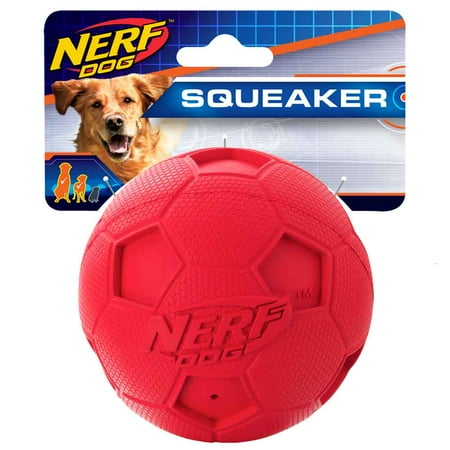 UPC: 0846998016636 | Nerf Dog 4in Soccer Squeak Ball Dog Toy – Red