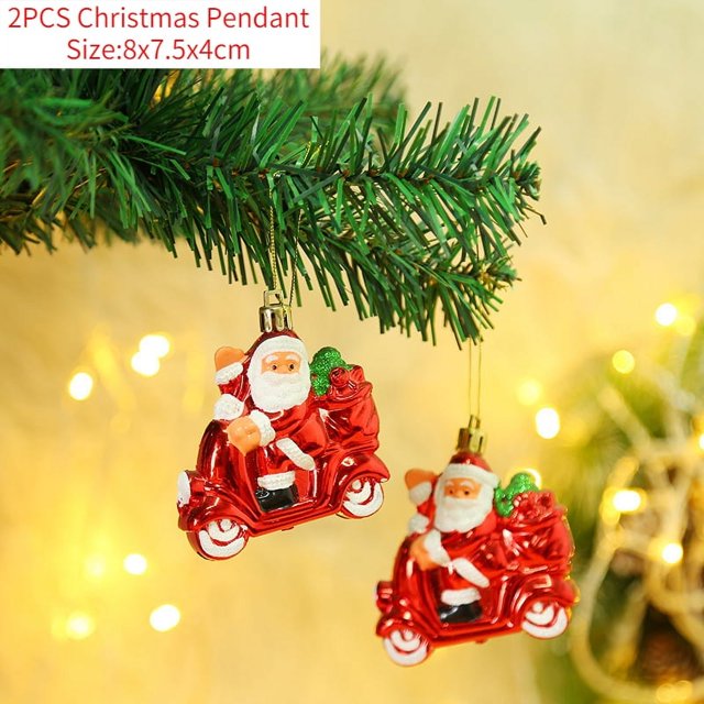 2pcs Red Christmas Ornaments Balls Plastic Xmas Tree Hanging Pendant Christmas Decorations for Home New Year Party Decor
