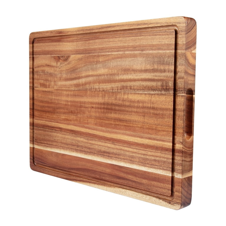 Premium Large Acacia Wood Cutting Board for Kitchen. 1.5in Extra Thick  Chopping Board with Juice Groove. Non slip Reversible Butcher Block  Countertop