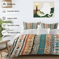 thumbnail image 3 of Bohemian Patterns Bedding Duvet Cover Set Queen Size 4 Pieces Coloed Seamless Stitching Bedding Set with Zipper Closure, 1 Comforter Cover 90x92 Inches 1 Flat Sheet & 2 Pillow Cases, 3 of 7