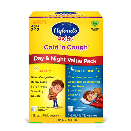Hyland's 4 Kids Cold 'n Cough Day and Night Value Pack, Natural Relief of Common Cold Symptoms, 8