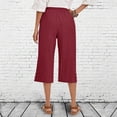 thumbnail image 5 of POIUYTR Cotton Cropped Pants for Women Summer Wide Leg Elastic Waist Capri Pants Casual Loose Trendy Trousers, 5 of 6