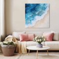 thumbnail image 5 of Blue Beach Coastal Wall Art Painting on Canvas, Summer Ocean Seaside Nautical Canvas Art Home Prints Wall Art Framed Modern Artwork for Living Room Bedroom Wall Decor 16x16in, 5 of 9
