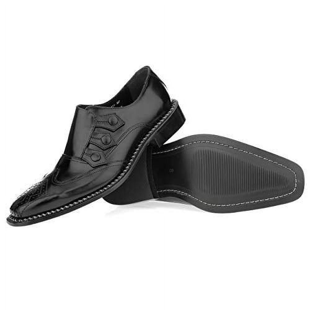 LIBERTYZENO Triple Monk Strap Slip-on Mens Leather Formal Wingtip Brogue Dress Shoes - image 2 of 6