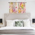 thumbnail image 4 of Spring Floral Kitchen Curtains Short 45 Inch Length, Elegant Watercolor Botanical Summer Flower Grommet Top Bedroom Living Room Curtains, Light Filtering Cafe Curtain Drapes 2 Panels Set 84''x45'', 4 of 9