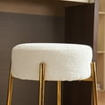 thumbnail image 5 of 24" Tall, Round Bar Stools, Set of 2 - Contemporary upholstered dining stools for kitchens, coffee shops and bar stores - Includes sturdy hardware support legs Beige, 5 of 8