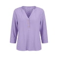 thumbnail image 5 of Tqcoqu 3/4 Length Sleeve for Women Tops Dressy Casual Shirts V Neck Summer Blouses with Buttons Trendy Clothes,Purple,Women's S-XXXXXL, 5 of 10