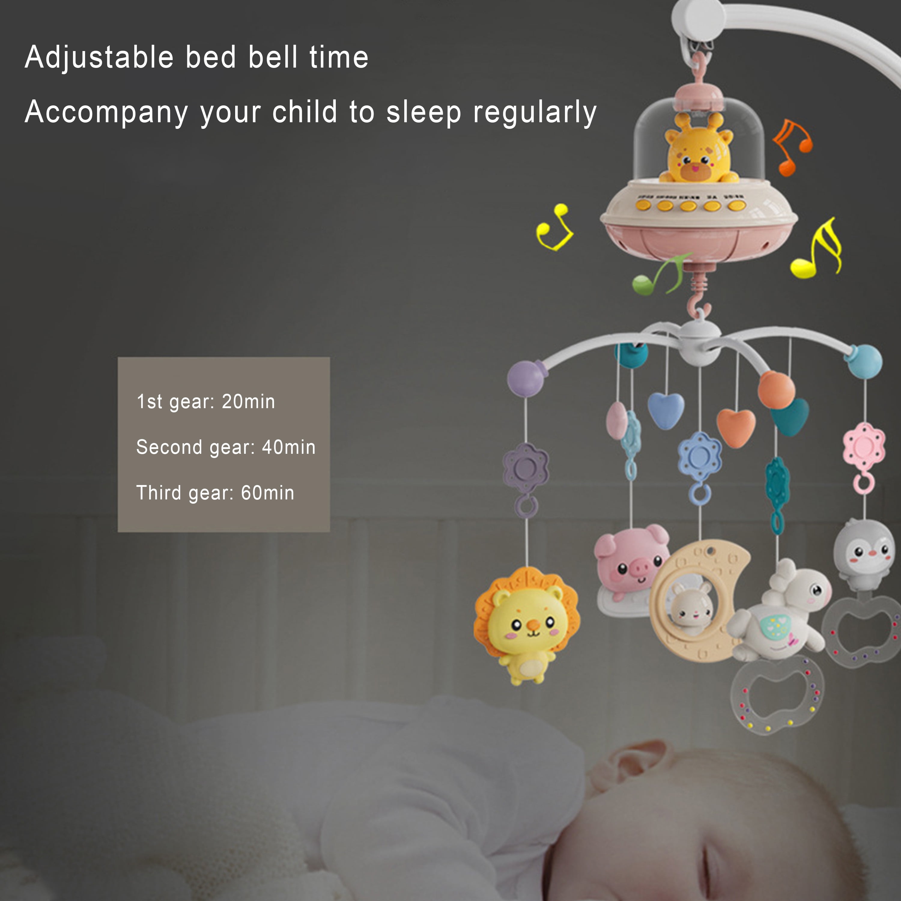 MARUMINE Baby Musical Crib Mobile with Night Light and Music, Hanging  Rotate Rattles, Multifunctional Music Box, Toy for Newborn 0-24 Months  Infant