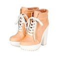 thumbnail image 5 of Qupid CB98 Women Suede Perforated Lace Up Lug Sole Chunky Heel Platform Sneaker Bootie, 5 of 5