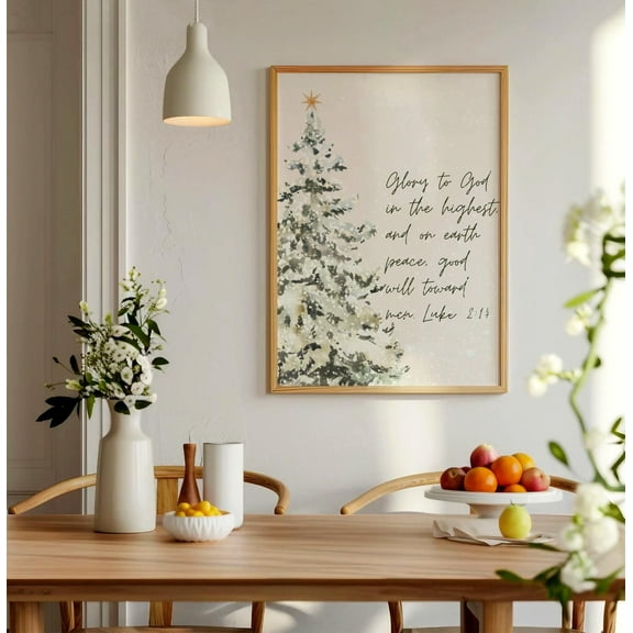YaHaku Christmas Print | Christmas Tree Watercolor Art Print | Modern Holiday Decor | Scripture Wall Art