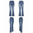 thumbnail image 4 of Women'S Floral Embroidery Mid Waist High Stretch Bootcut Jeans with Pockets Blue XL, 4 of 8
