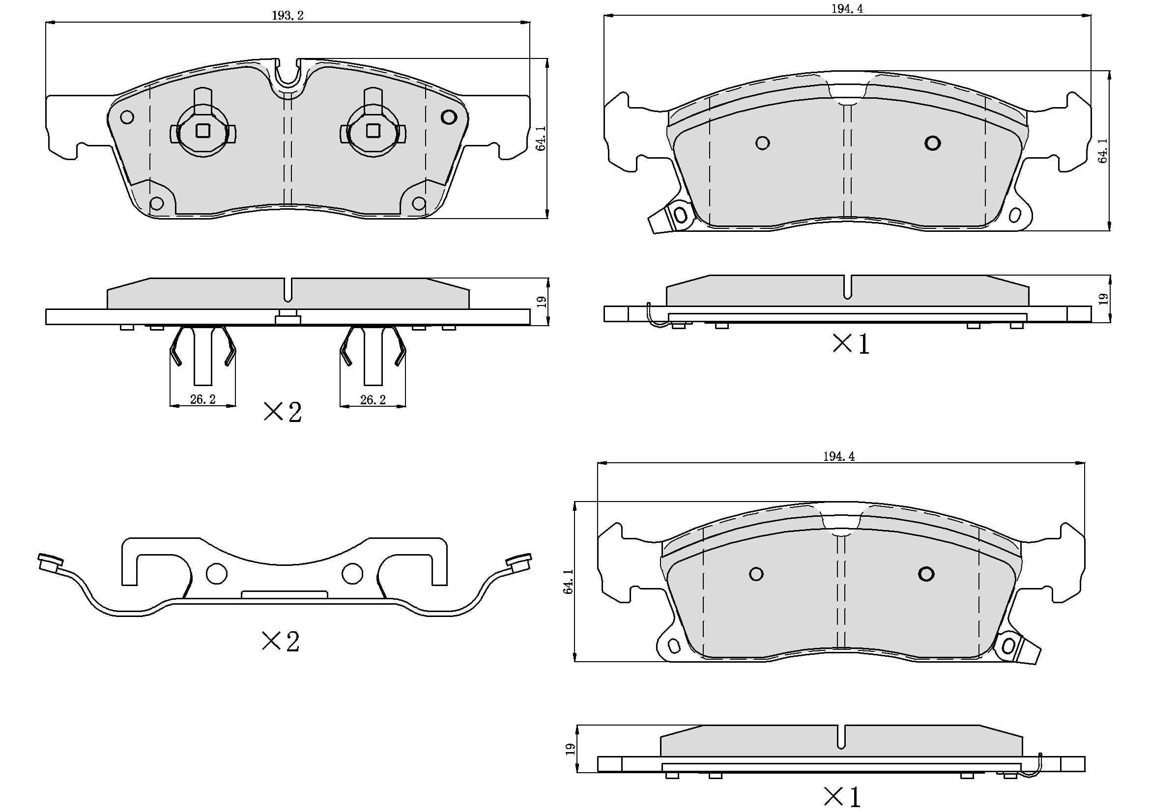 UltraHC 700 Brake Pad Set, Front HC7.1455.0.C, Jeep Grand Cherokee 2017-2011