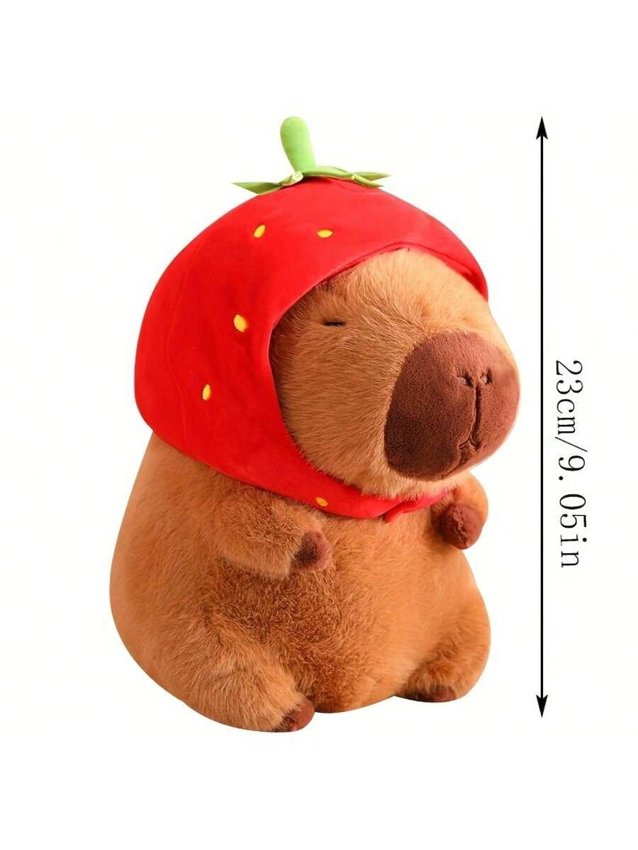 Capybara Wearing Strawberry Headbands Plush Toy Simulation Anime Toy Cute Doll Stuffed Animals Soft Doll Plush, Birthday Gifts, Festival Decor